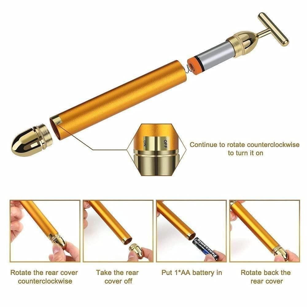 24K Gold Facial Massage Roller - Electric Beauty Bar